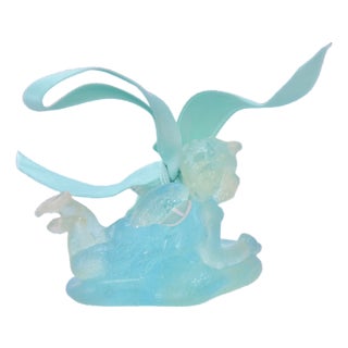 Daum French Crystal Aqua Angel Ornament For Sale