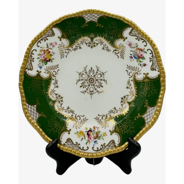Antique Coalport England Green Floral Porcelain Salad Plate For Sale - Image 10 of 10