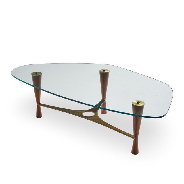 Mid-Century Modern Edward Wormley for Dunbar Model 5309 Mid Century Brass and Rosewood Coffee Table For Sale - Image 3 of 9