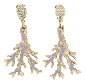 Valentino Garavani Gilded and Lavender Clip Earrings With Coral Cabochons - 2 Pieces