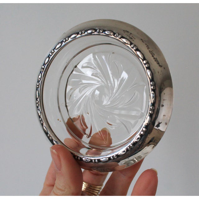 Vintage Amston Sterling Silver and Glass Coasters - S/6 For Sale - Image 4 of 9
