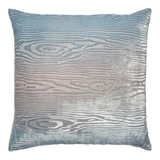 Kevin O'Brien Woodgrain Robin's Egg Cut Velvet 24" Pillow For Sale