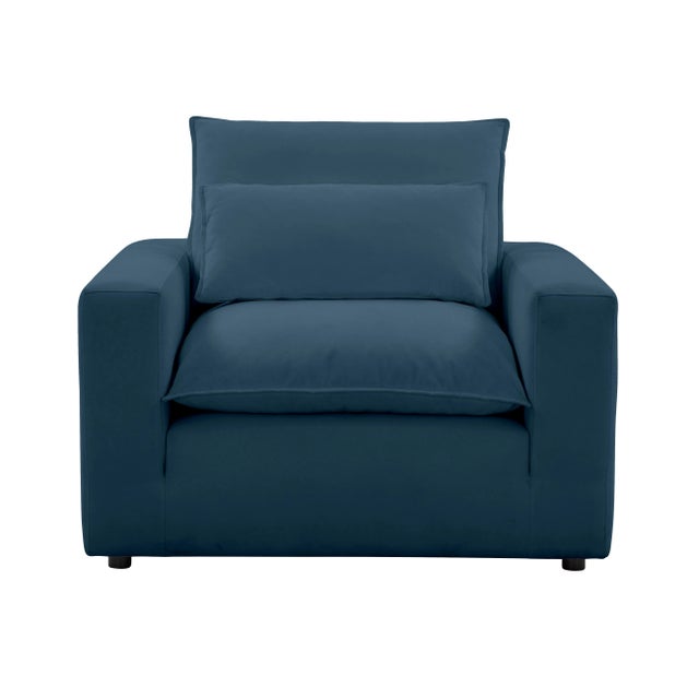 Boho Chic Cali Navy Performance Fabric Arm Chair For Sale - Image 3 of 7