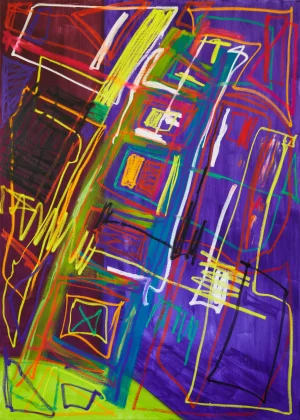 "Watching You Use Your Hand as a Hammer" Large Abstract Oil Painting by Simon Findlay