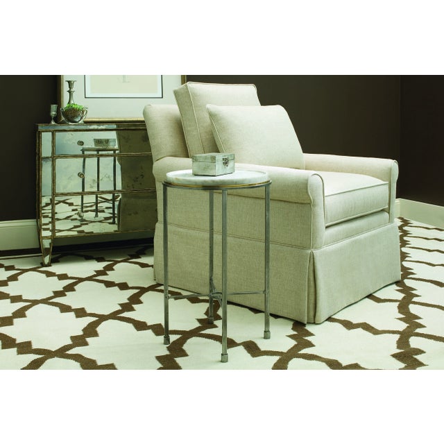 Transitional Century Furniture Marble and Steel Accent Table For Sale - Image 3 of 3