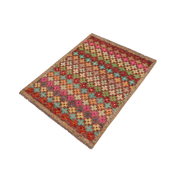 Shabby Chic Shabby Chic Balochi Maroon/Blue Wool Rug - 3'4''x4'10'' For Sale - Image 3 of 11