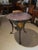 Mid-Century Modern Round Cast Iron, Wood & Leather Coffee Table For Sale - Image 3 of 15