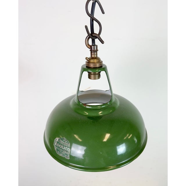 Industrial Green Enamel Factory Pendant Lamp from Coolicon, 1950s For Sale - Image 6 of 18