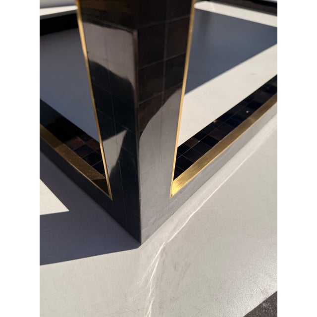 1980s Tessellated Horn and Brass Coffee Table For Sale - Image 9 of 12