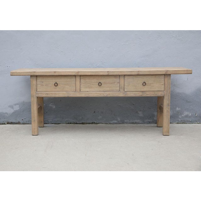Vintage Chinese Bleached Pine Console Table For Sale - Image 4 of 5