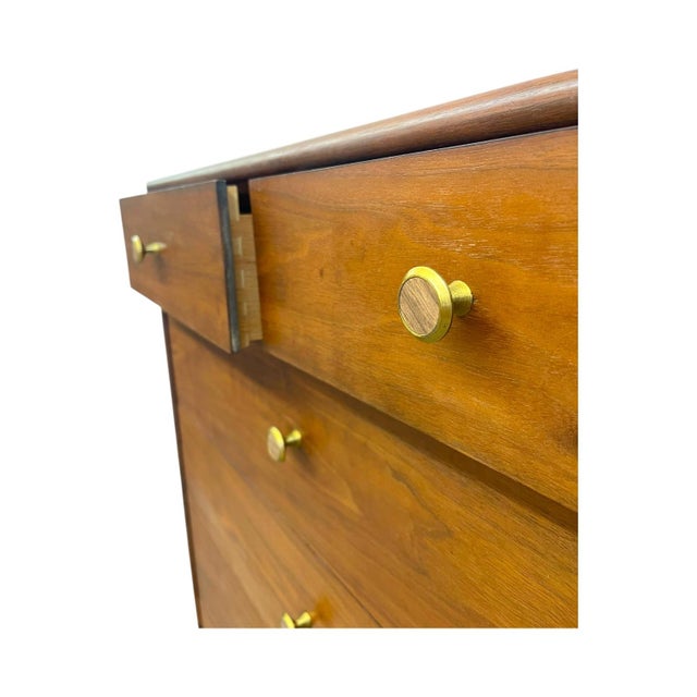 Mid-Century Modern Drexel Declaration Walnut Tallboy Dresser by Kipp Stewart – 6-Drawer MCM Chest. For Sale In Seattle - Image 6 of 10
