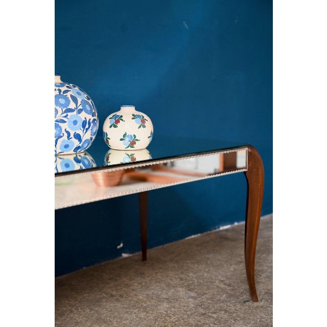 Bohemian Chic Art Deco Coffee Table with Beveled Mirror, 1940s For Sale - Image 4 of 18