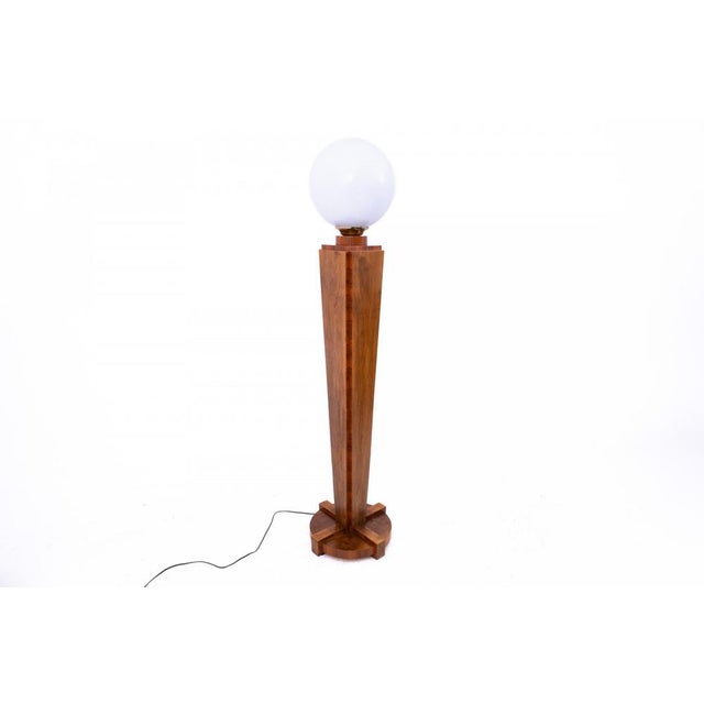 Wood Art Deco Floor Lamp, Poland, 1940s For Sale - Image 7 of 7