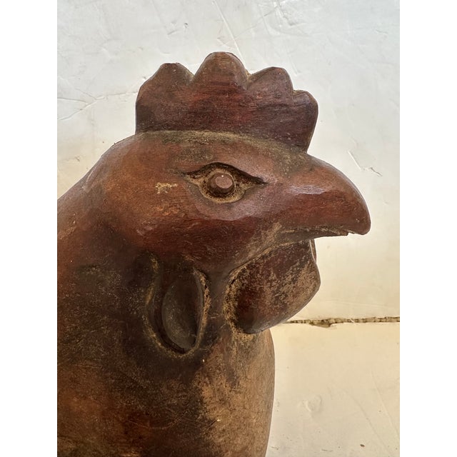 Monumental Carved Wood Antique Rooster or Hen in a Nest Centerpiece For Sale - Image 9 of 16
