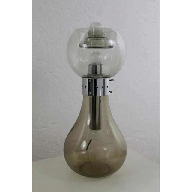 Space Age Italian Birillo Table Lamp in Glass and Steel from Mazzega, 1960s For Sale - Image 12 of 12
