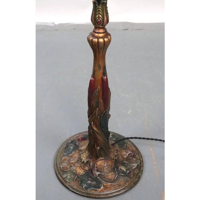 Period Mid 20th CenturyRestored Art Nouveau Reverse Painted Shade Brass Floor Lamp For Sale - Image 15 of 15