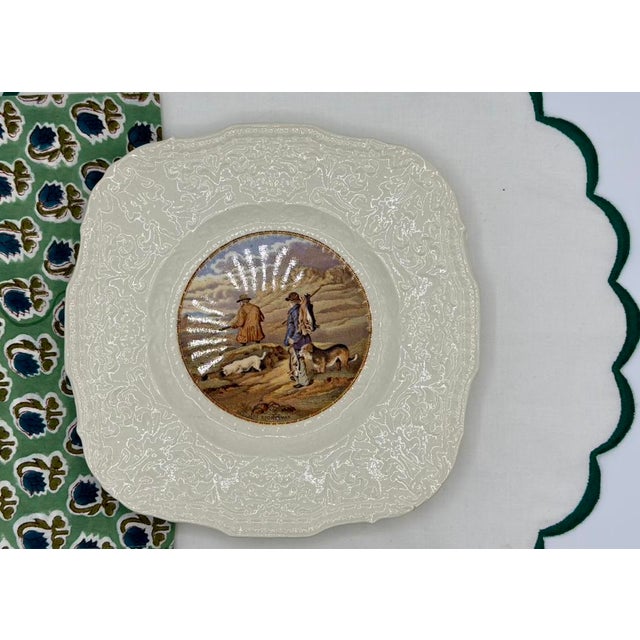 Art Deco Antique Rare Royal Cauldon "Ridgewood" Sportsman Pattern Plates - Set of 6 For Sale - Image 3 of 9