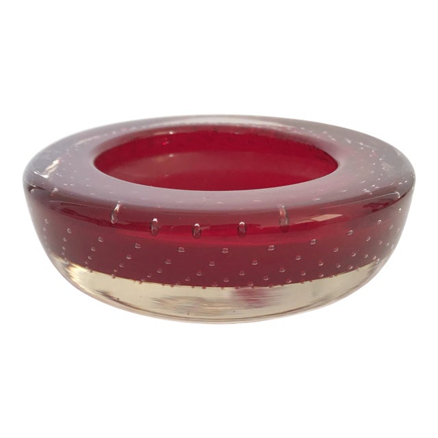 Vintage Red Murano Glass Bowl For Sale