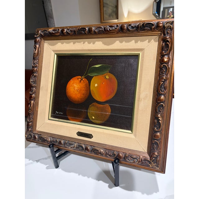Textile 1960s Antonio Gusini Signed Mid-Century Realism Italian Citrus Oil Painting For Sale - Image 7 of 9