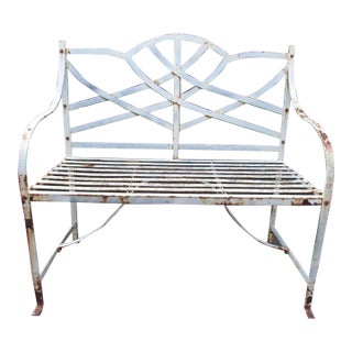 Vintage Wrought Iron Garden Bench For Sale