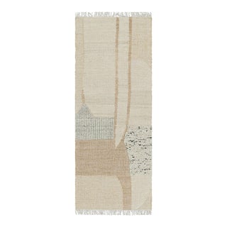 Rug & Kilim’s Flatweave Runner Rug With Cream and Beige Geometric Patterns For Sale