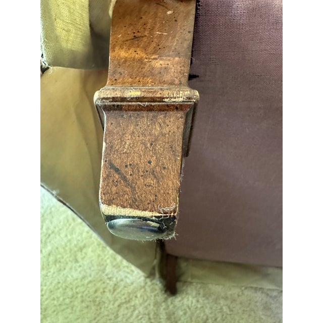 Textile Vintage Hickory Chair Floral Love Seat Couch For Sale - Image 7 of 8