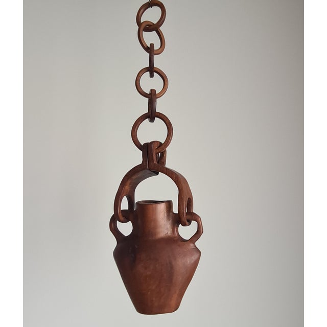 Brutalist Hanging Vase in Carved Wood, 1960 For Sale - Image 3 of 4