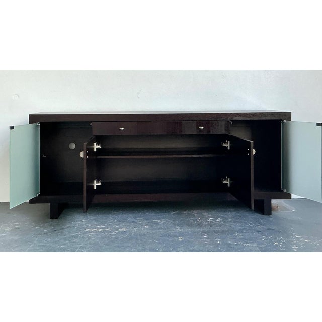 Vintage Frosted Glass Door Ebony Sideboard For Sale - Image 13 of 15