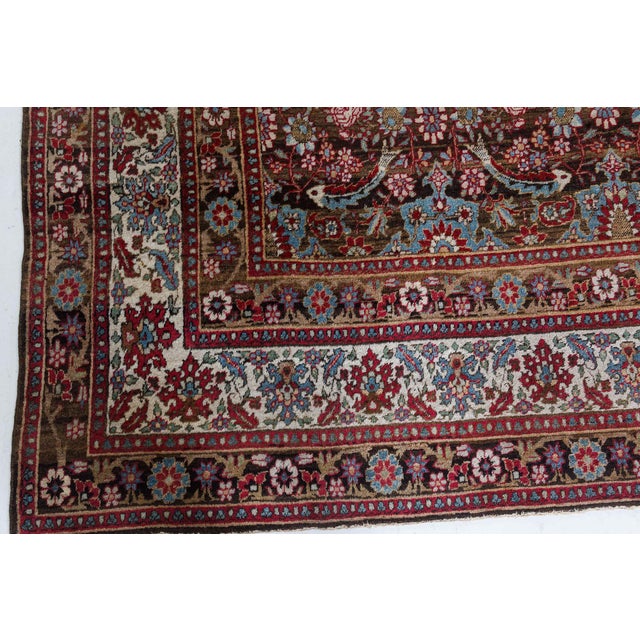 Textile Antique Persian Tabriz Botanic Handmade Wool Rug For Sale - Image 7 of 8