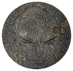 Bronze Relief Medallion Depicting Pierre Boulez by H. G. Adam, 1967