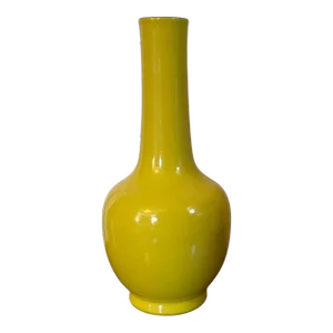 Antique 19th Century Chinese Monochrome Imperial Yellow Porcelain Bottle Shape Vase