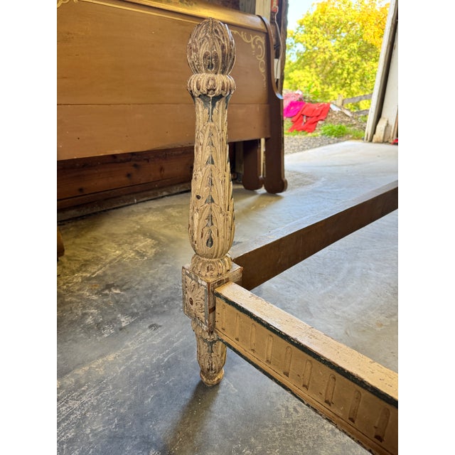 19th Century French Louis XVI Style Carved and Painted Full Bed Frame For Sale - Image 10 of 13