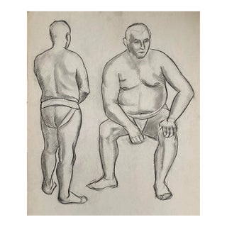 Antique Male Nude From Two Views by James Wilson For Sale