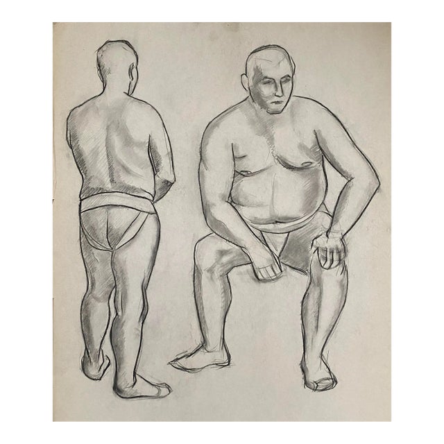 Antique Male Nude From Two Views by James Wilson For Sale