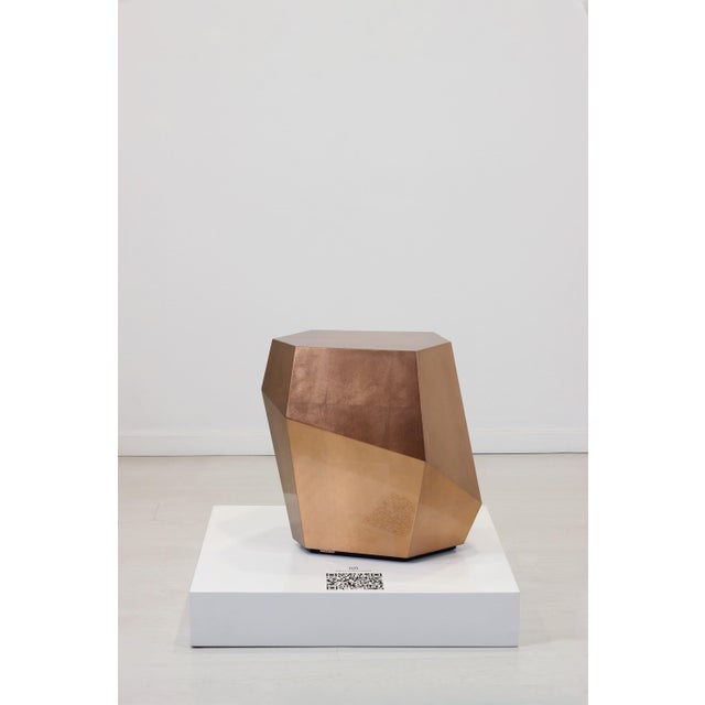 Three Rocks High Side Table in Aged Copper Leaf from Insidherland For Sale - Image 6 of 7