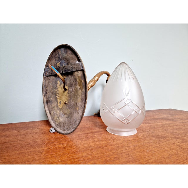 Art Deco Wall Light in Bronze and Satin Crystal, 1910s For Sale - Image 10 of 12