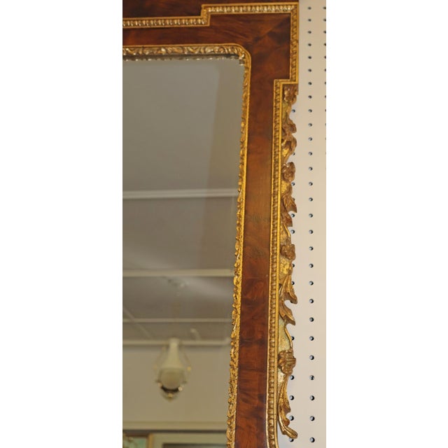 Wood 1990s Italian Made Chippendale Regency Style Burl Wood & Gold Paint Mirror For Sale - Image 7 of 9