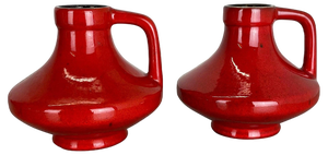 Red-Glaze Fat Lava UFO Vases attributed to Jopeko, Germany, 1970s, Set of 2