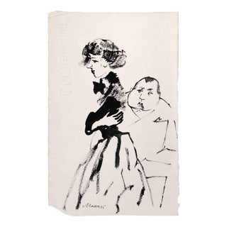 Mino Maccari, The Couple, Tempera, 1940s For Sale