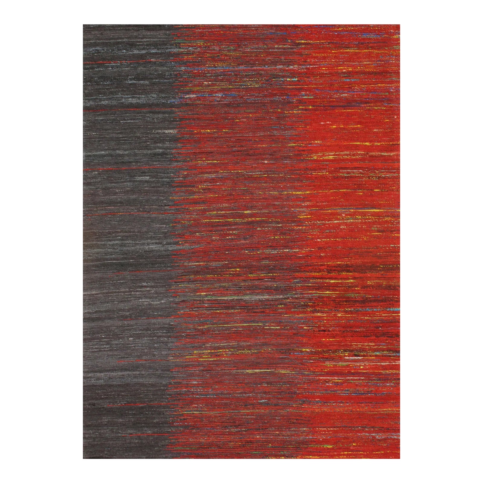 2020s Red Flat-Weave Tufted Sari Silk | Chairish