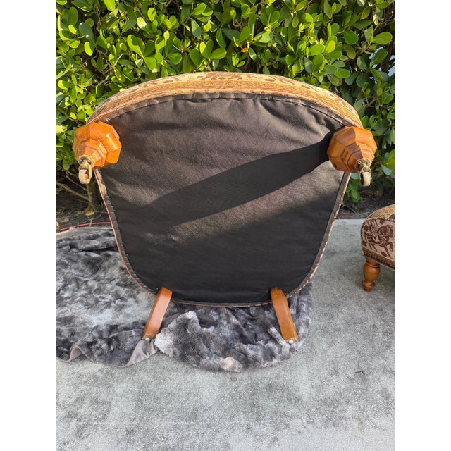 Vintage English Tufted Barrel Lounge Chair & Ottoman For Sale - Image 11 of 12