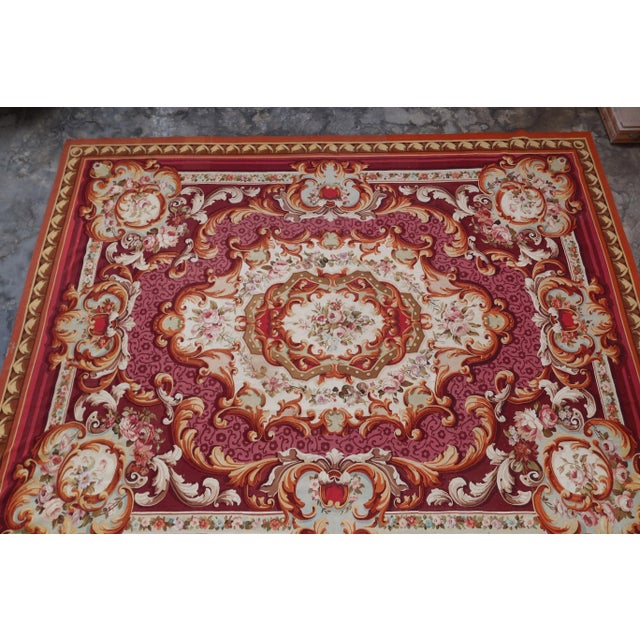 Red Louis XV Savonnerie Rug in Wool For Sale - Image 8 of 15