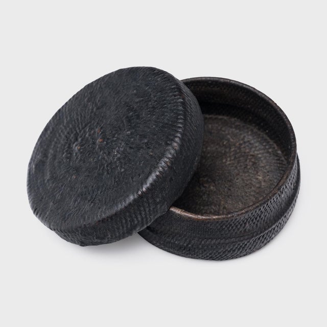 Early 20th Century Chinese Black Lacquer Woven Box, C. 1900 For Sale - Image 5 of 6