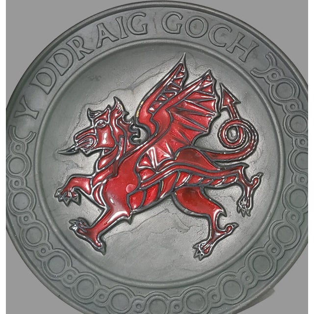 Vintage Welsh "Y Ddraig Goch" Red Enamel Dragon Plate For Sale - Image 4 of 6