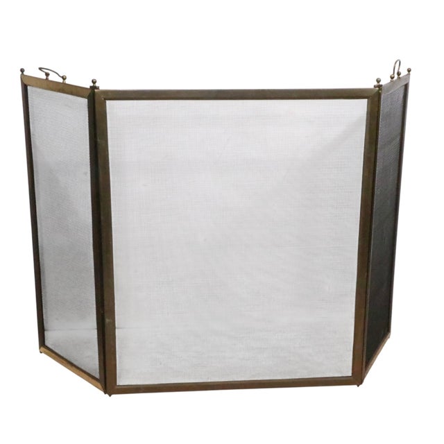 Metal Vintage Folding Fireplace Screen Spark Guard For Sale - Image 7 of 9