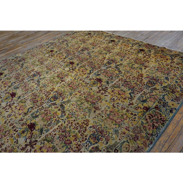 Persian 1890s Multicolor Floral Antique Persian Tehran Rug 9'8" X 12'6" Knotted Wool Carpet For Sale - Image 3 of 7
