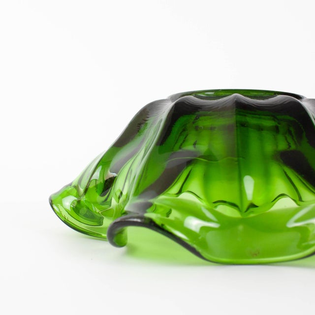 Glass Vintage Portuguese Dark Green Glass Bowl, 1960s For Sale - Image 7 of 11