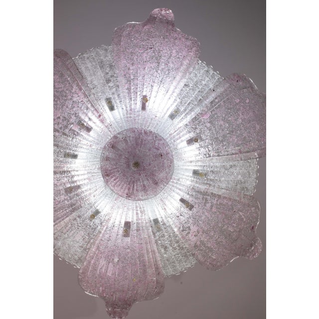 Large Vintage 1980s Murano Glass Ceiling Lamp Pink For Sale - Image 9 of 12