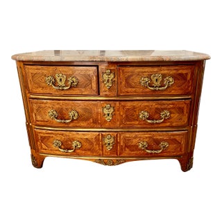 18th Century French Regence Tulipwood and Kingwood Parquetry Commode For Sale