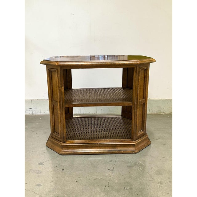 Ethan Allen Late 20th Century Ethan Allen Caned Manor Side Table For Sale - Image 4 of 12